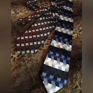 LOT of 2 Handsome Covington 100% Silk Ties Colorful Office Neckties Professional